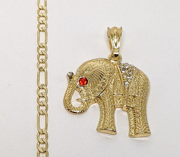 Plated Elephant Figaro 4mm Chain Necklace