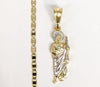 Gold Plated Tri-Gold Mini Dainty Saint Jude Pendant and Mariner Anchor Chain Set