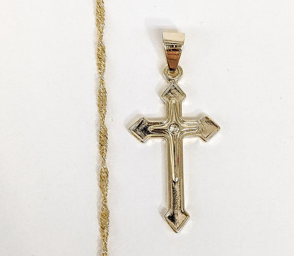 Plated Cross Pendant and Twist Chain Set*