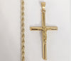 Gold Plated Cross Pendant and Rope/Braided Chain Set