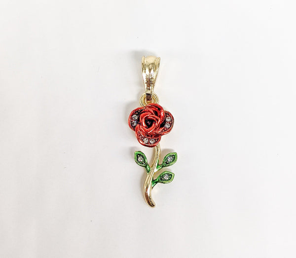 Plated Rose Studded Pendant