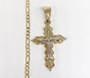 Plated Tri-Color Cross 3mm Chain Necklace