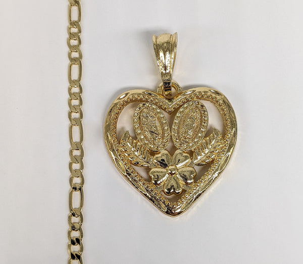 Plated Virgin Mary Heart Pendant and Chain Set*