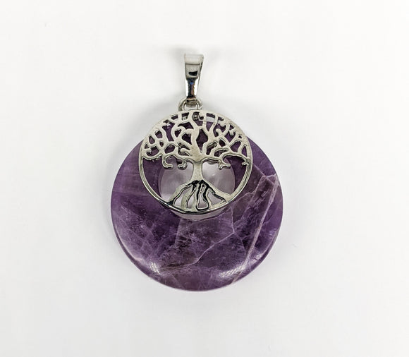 Silver Plated Amethyst Tree of Life Pendant