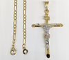 Plated Tri-Gold Cross Pendant and Chain Set
