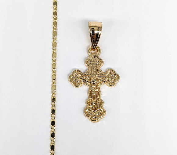 Gold Plated Cross Pendant and Chain Set