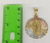 Plated Tri-Color Virgen de Guadalupe Medalla Pendant and Round Figaro Chain Set