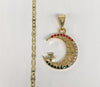 Plated Multi Color Stone Moon & Star Pendant and Chain Set