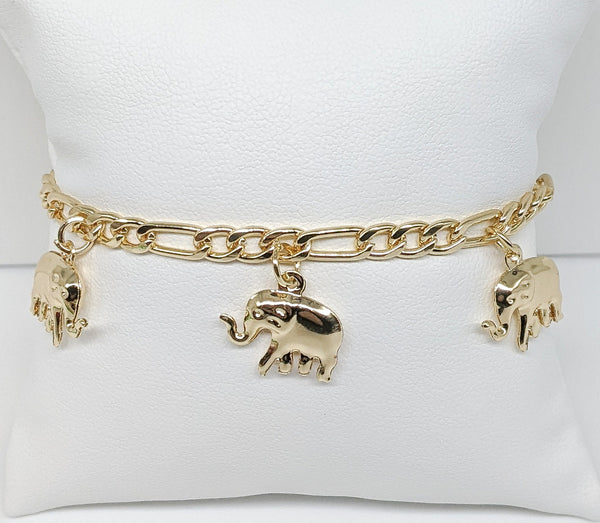 Plated Elephant Charm Bracelet