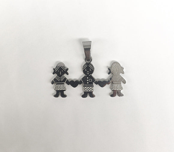 Stainless Steel Two Girl and One Boy Pendant