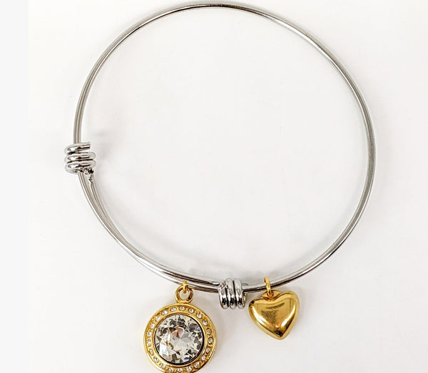 Stainless Steel Bejeweled Expanding Bracelet