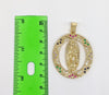 Plated Multi Color Stone Virgin Mary Pendant*