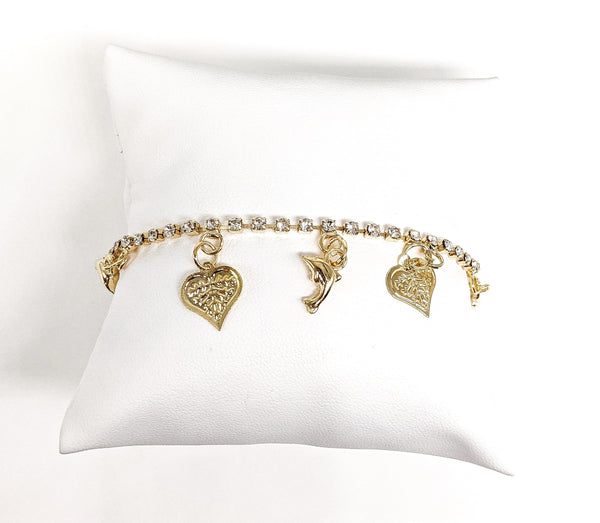 Plated Heart and Dolphin Bracelet