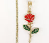Gold Plated Multicolor Rose Flower Pendant and Star Chain Set