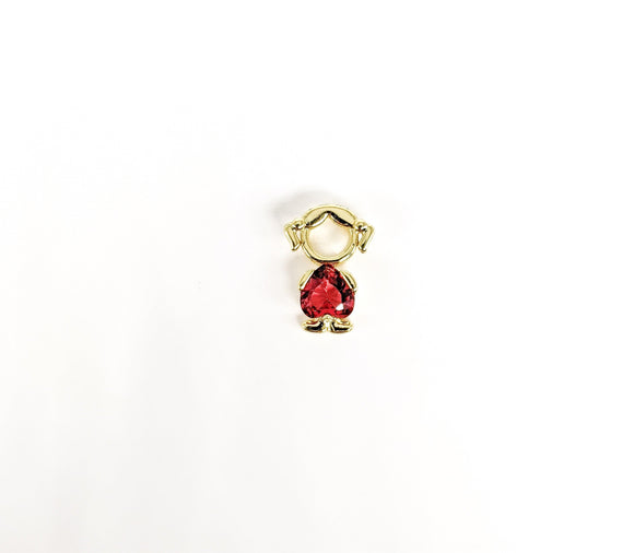 Gold Plated Red Stone Girl Pendant