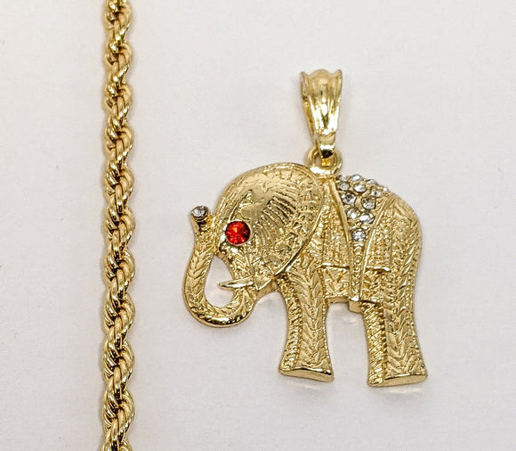 Plated Elephant 4mm Rope/Braided Chain Necklace