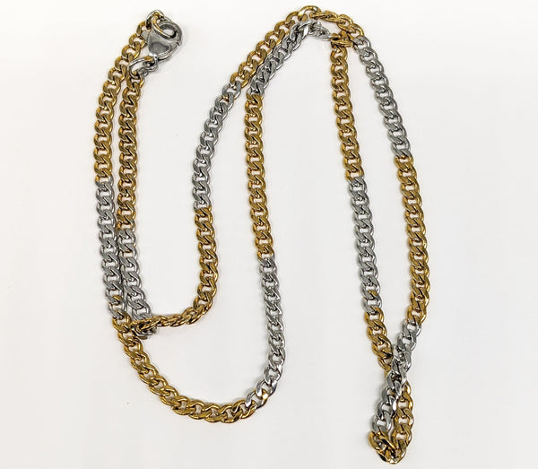 Stainless Steel Two-Tone Cuban Chain