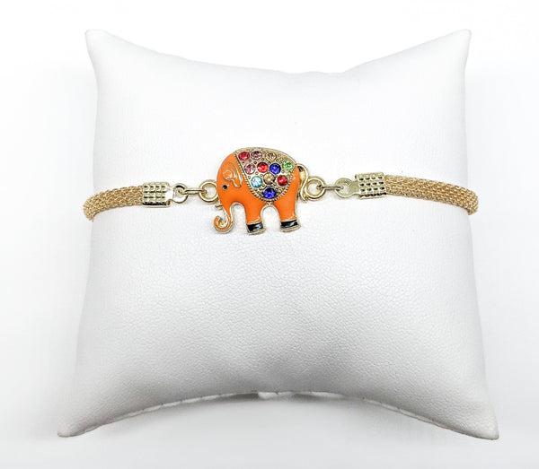 Plated Orange Elephant Bracelet