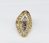 Gold Plated Tri-Gold Oval Virgin Mary Ring