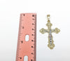 Gold Plated Tri-Gold Cross Pendant and Figaro Chain Set