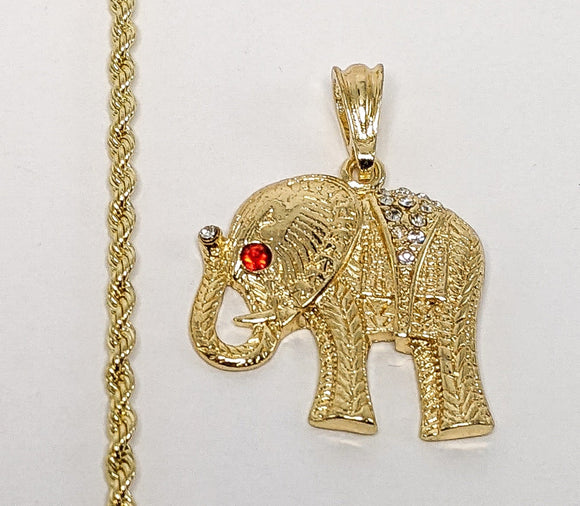 Plated Elephant 3mm Rope/Braided Chain Necklace