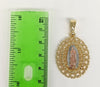 Plated Tri-Gold Virgin Mary Pendant and Hearts Chain Set