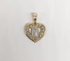 Plated Tri-Gold Heart with Virgin Mary Pendant
