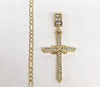 Gold Plated Cross Pendant and Figaro Chain Set
