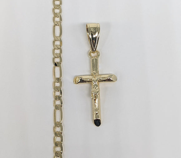 Plated Cross Pendant and Figaro Chain Set*