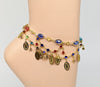 Plated Virgin Mary Multi-Color Stone Anklet