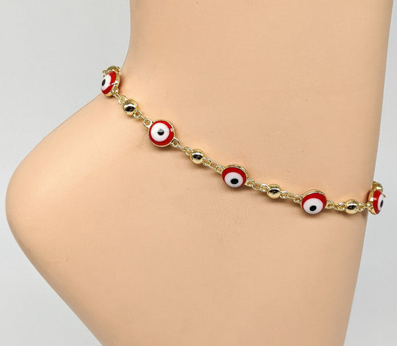 Gold Plated Red Eye Anklet*