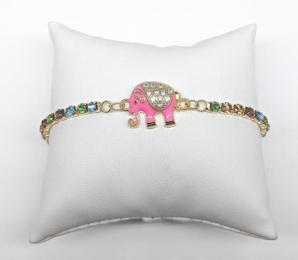 Plated Pink Elephant Bracelet