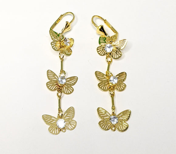 Gold Plated Tri-Gold Butterfly Earring