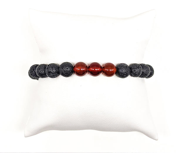 Carnelian and Lava Stone Bracelet