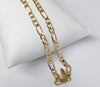 Gold Plated Tri-Gold Virgin Mary Pendant and Round Figaro Chain Set