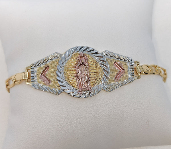 Plated Tri-Color Virgin Mary Bracelet