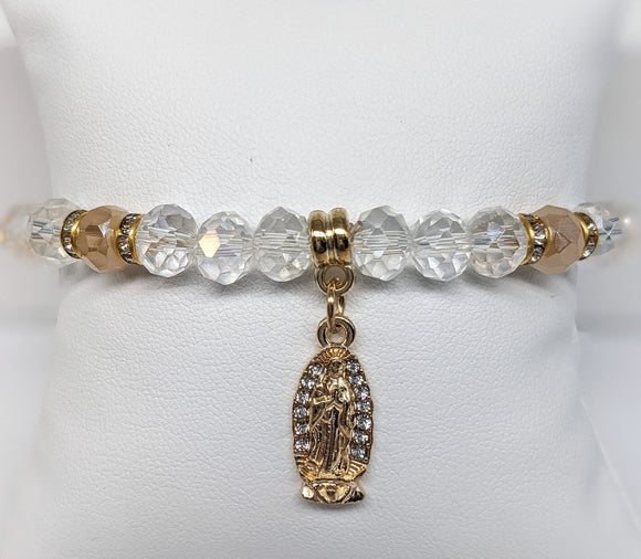 Virgin Mary Clear Beaded Bracelet