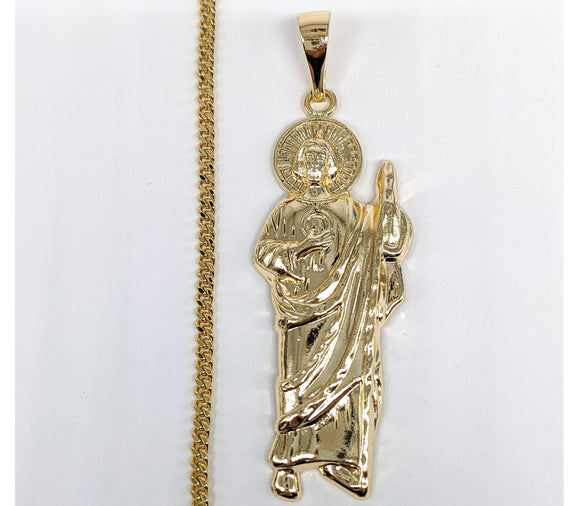 Plated Saint Jude Pendant and Chain Set