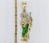 Plated Multicolor Saint Jude Pendant and Stainless Steel Chain Necklace