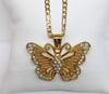 Gold Plated Butterfly Pendant and Figaro Chain Set